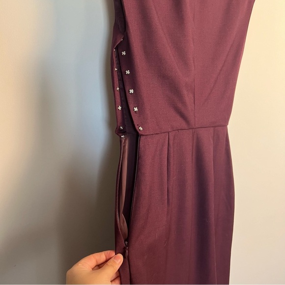 ⚪️ 🐑 J Crew / wool v neck midi dress burgundy wine 00 - Picture 4 of 11